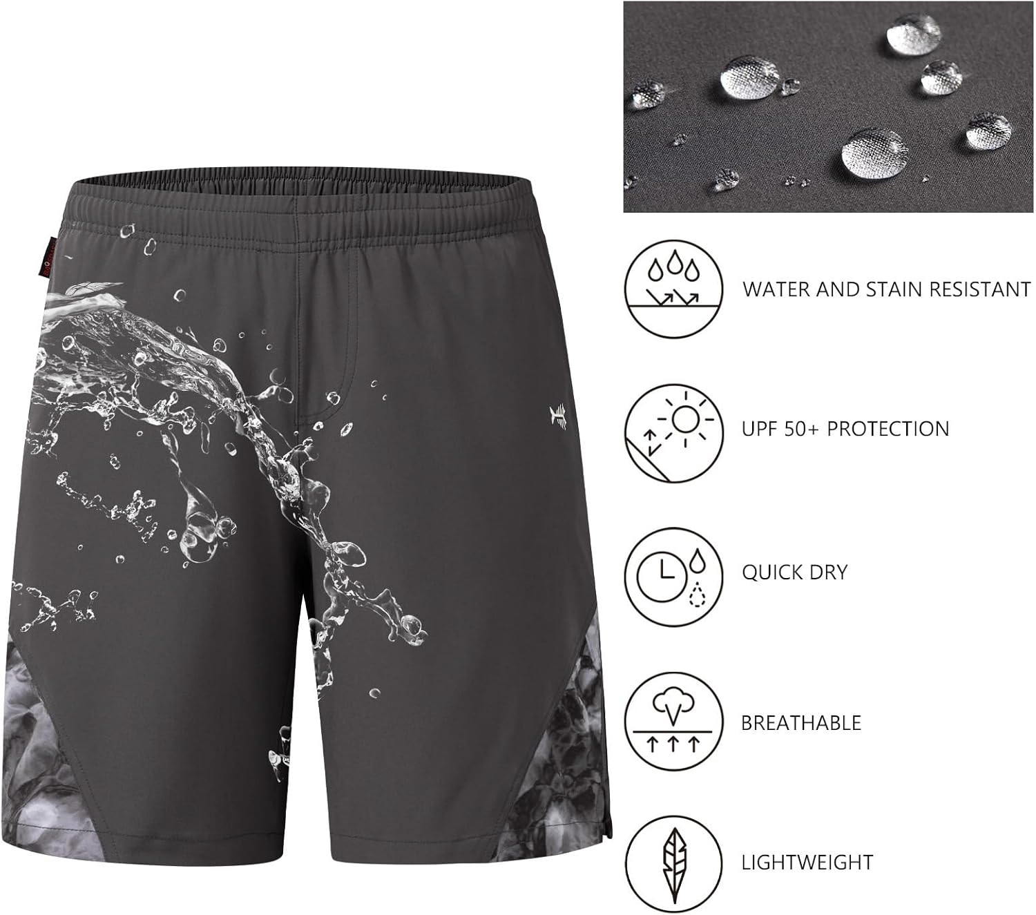 BASSDASH Men’s 7” Fishing Shorts UPF 50+ Lightweight Water Resistant Quick Dry for Hiking with Zipper Pocket FP06M