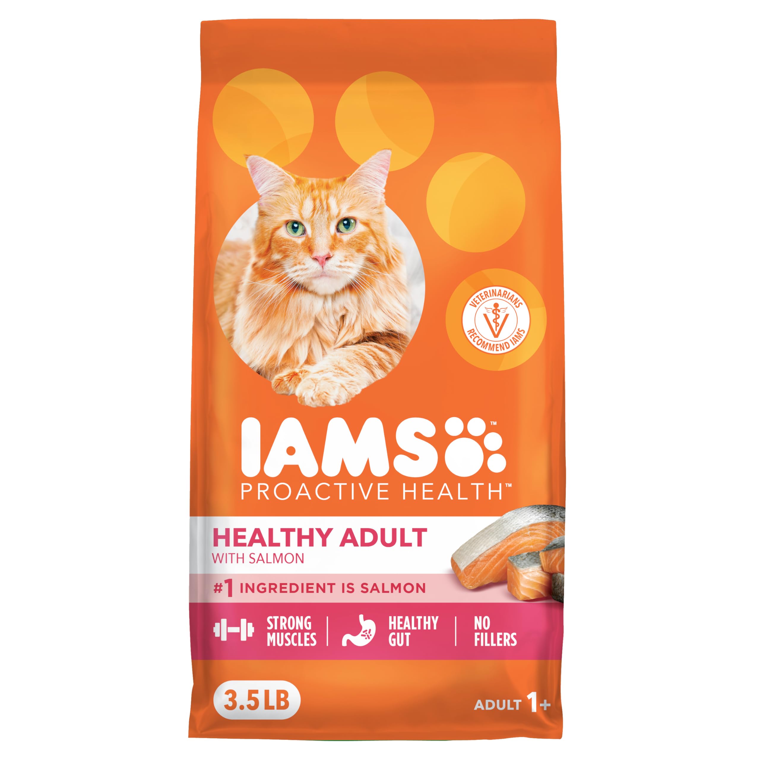 IAMS Proactive Health Adult Healthy Dry Cat Food with Real Salmon, 3.5 lb. Bag