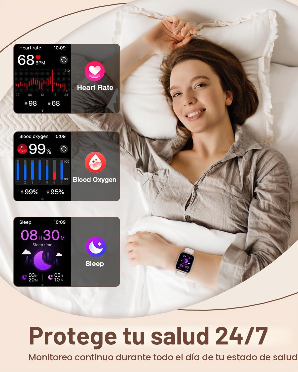 Reloj Inteligente Mujer con 7 Correas Llamadas Bluetooth 1.83" Smartwatch Mujer con AI Control Voz Pulsera Actividad Pulsómetro Sueño Oxímetro Podómetro 110+ Deportivos Smart Watch para Android iOS