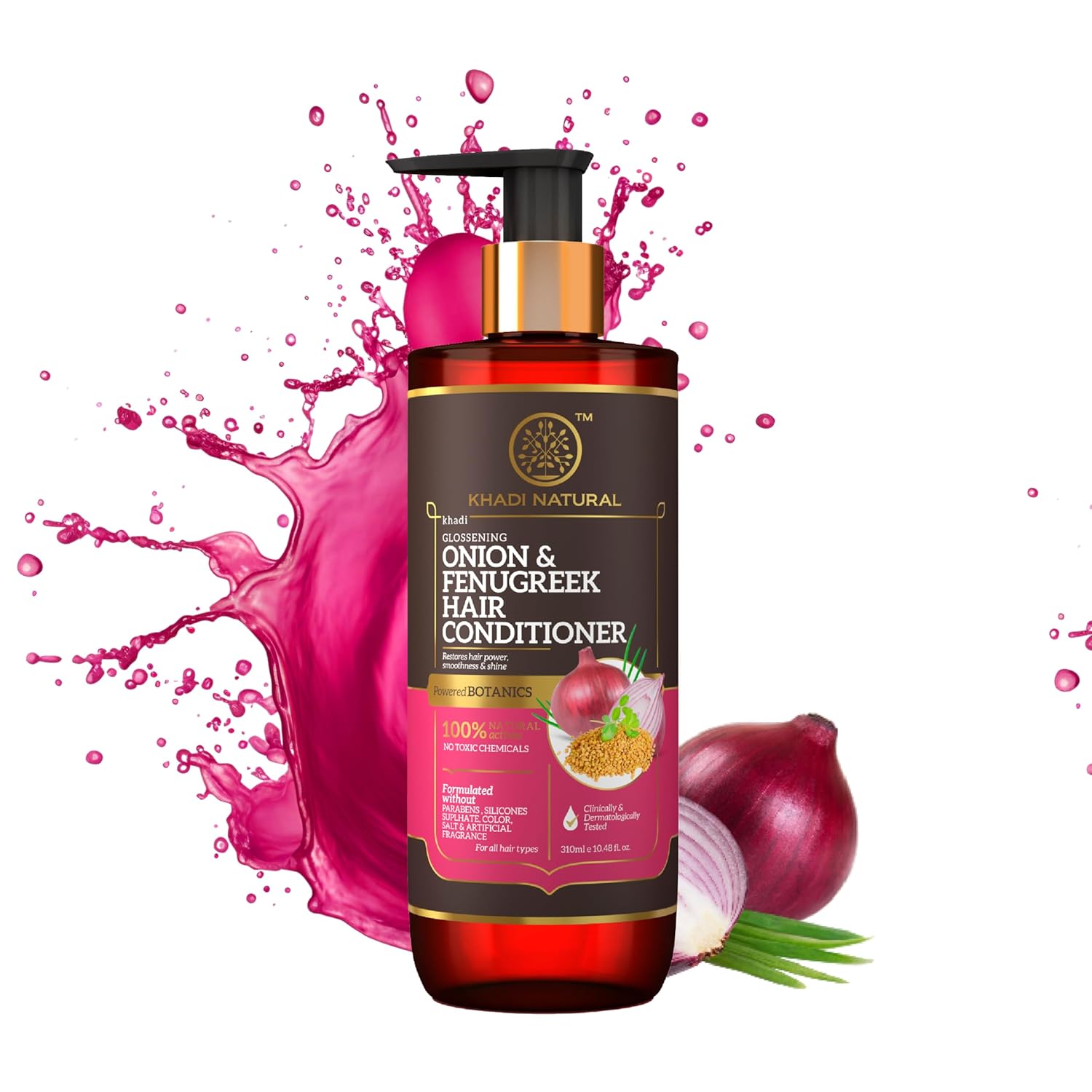 Khadi Natural Onion and Fenugreek Hair Conditioner | Reduce hair fall. Promotes circulation in the skull. Paraben and artificial fragrance free | Suitable for all hair. 310 ml Khadi Natural Onion and Fenugreek Hair Conditioner | Reduce hair fall. Promotes circulation in the skull. Paraben and artificial fragrance free | Suitable for all hair. 310 ml