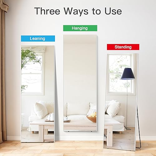 Miniatura 7 de brisafe Espejo de longitud completa, 71 x 24 pulgadas, espejo inastillable de longitud completa montado en la pared, espejo de pie para colgar o