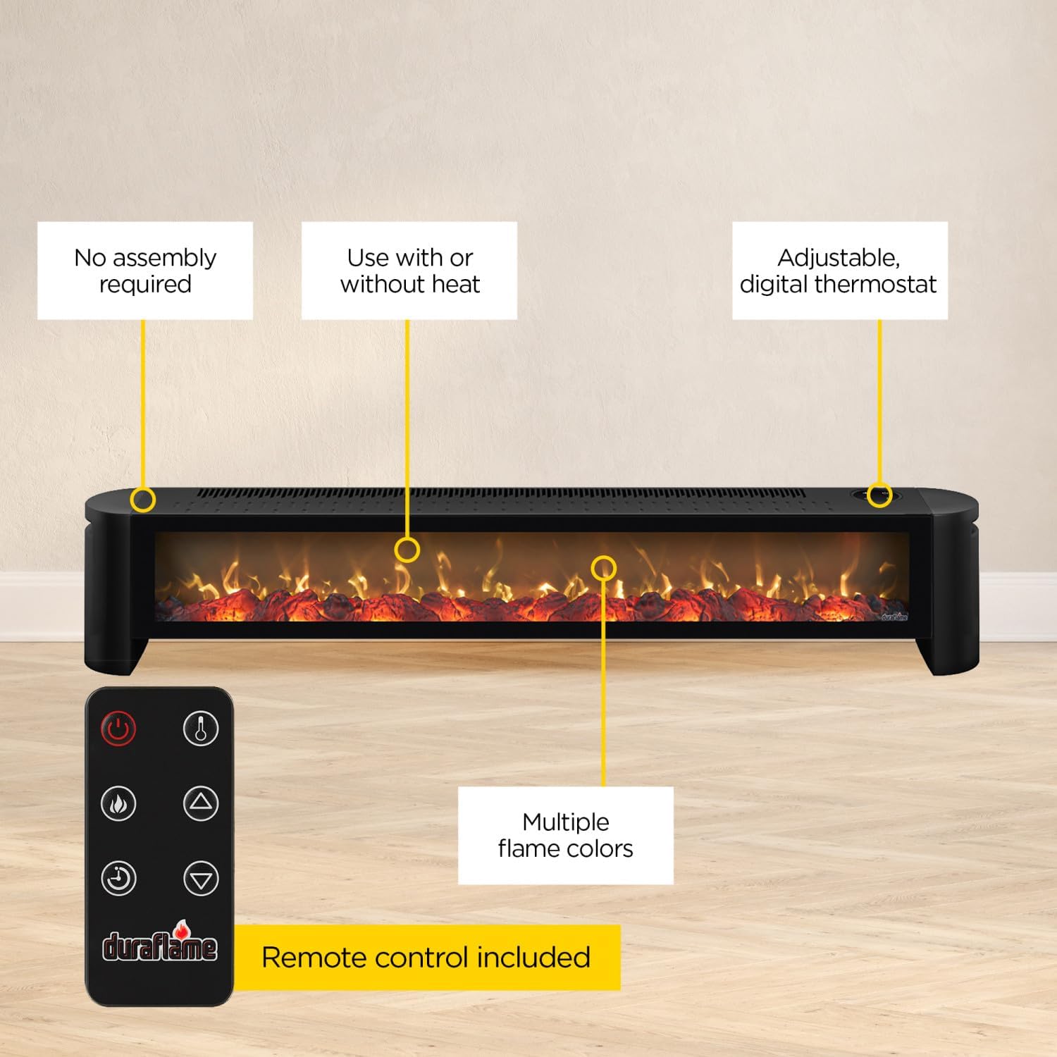 duraflame® Electric Fireplace Baseboard Heater, Black