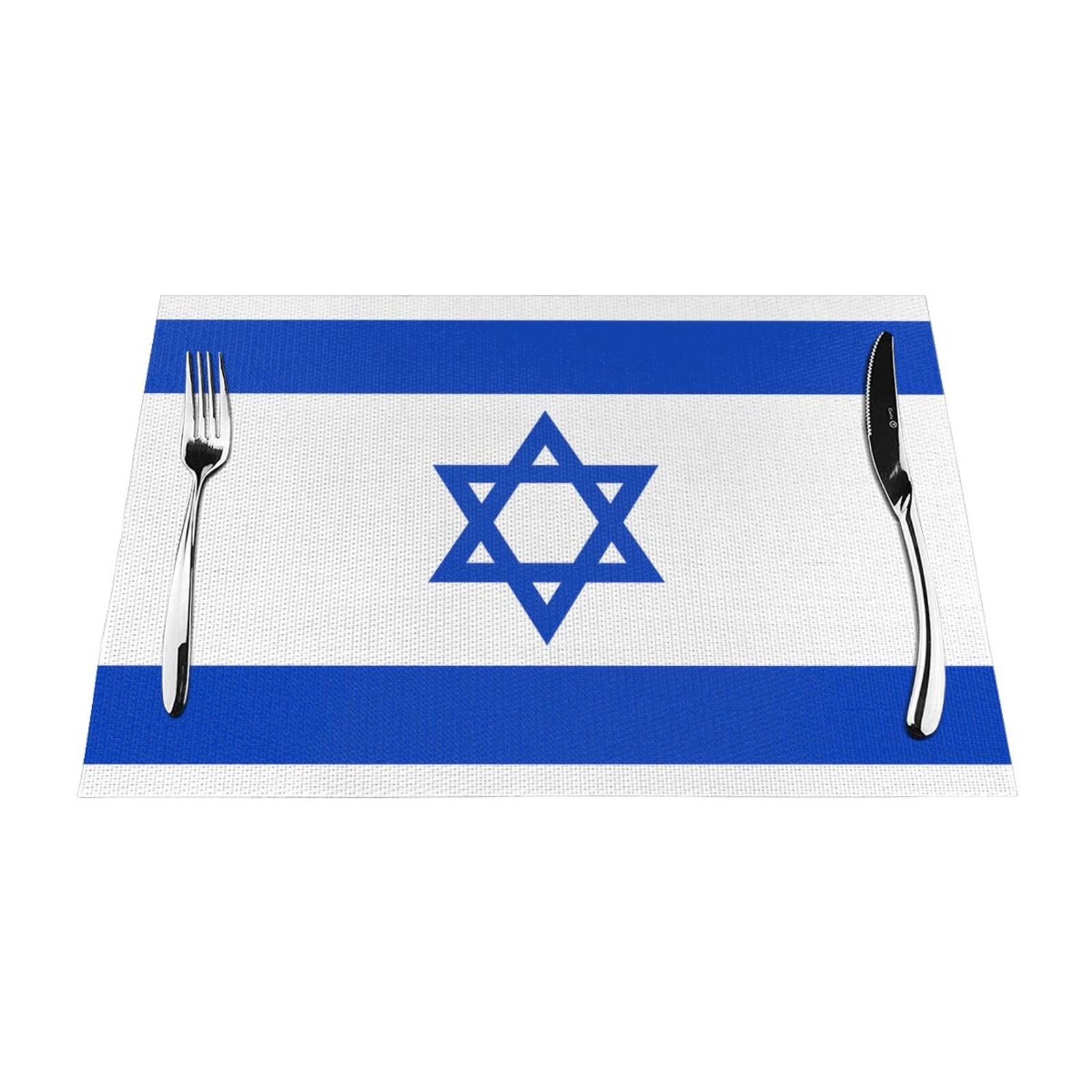 Set de table drapeau israélien lot de 6 napperons tissés imprimés 30x45 cm
