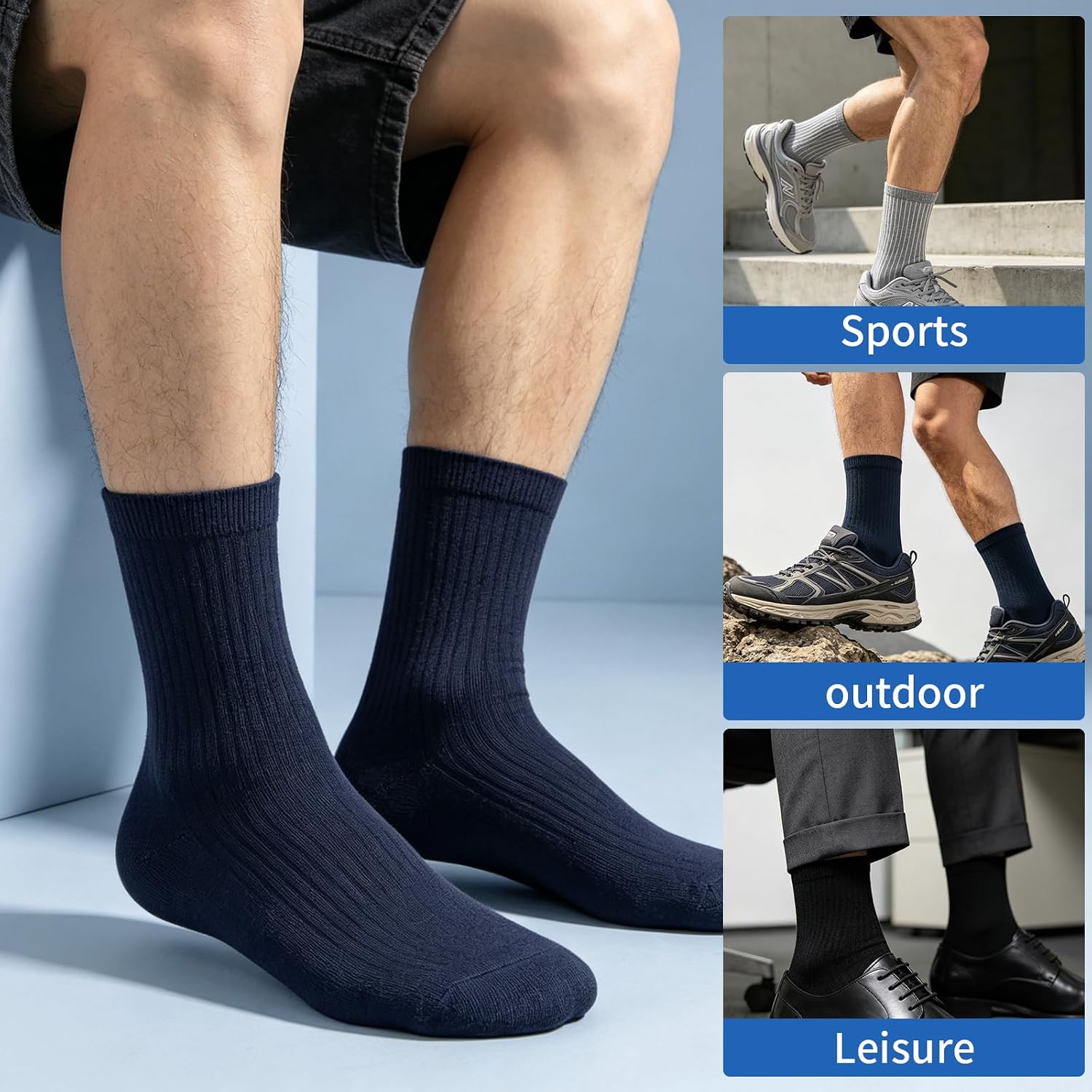 Sophproton 120 Pairs Bulk Crew Socks for Men & Women, 6-Color Variety Pack, Size 10-13, Soft Breathable Athletic Socks for Community Outreach, Charity & Care Packages