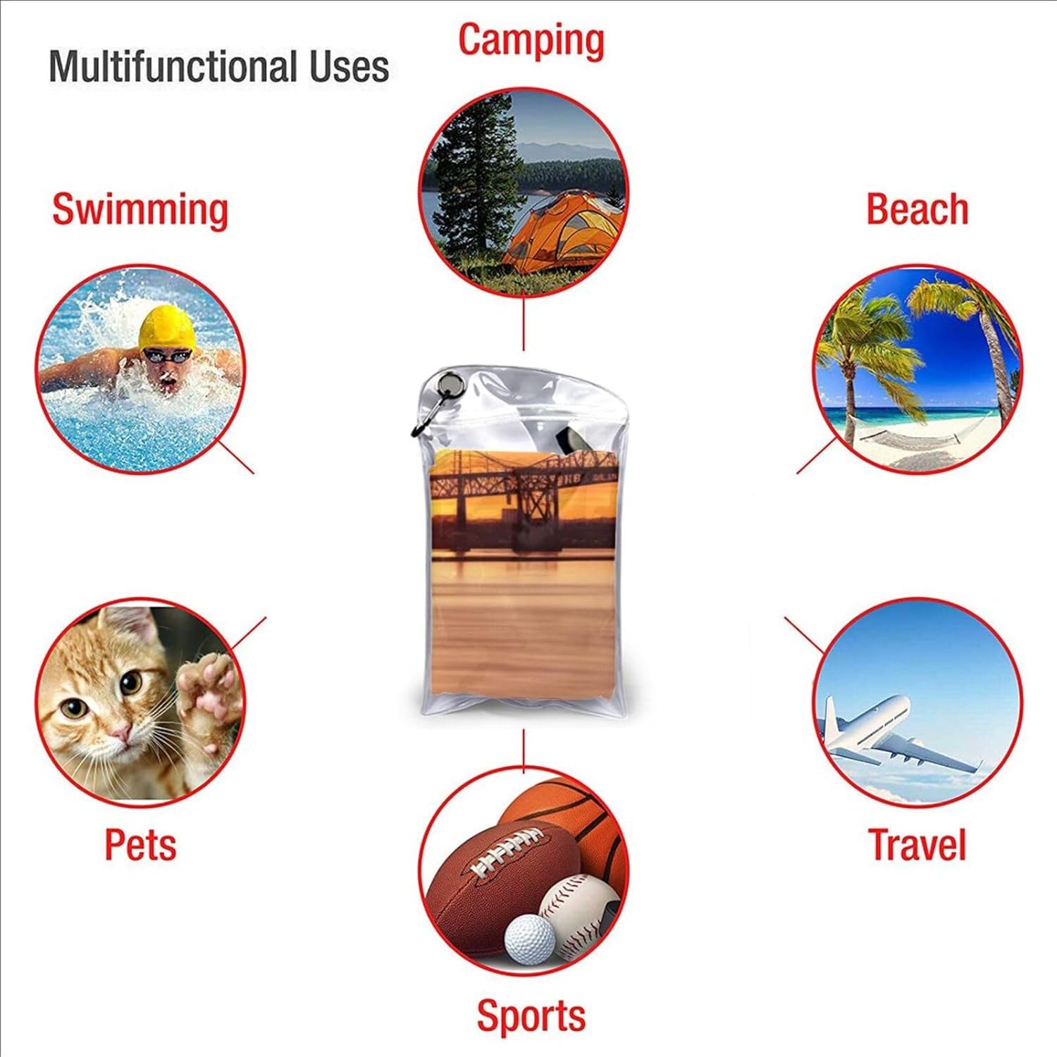 KHiry Microfiber Towel Beach Towels Bridge and Sunset Quick Dry Towel Soft Lightweight Travel Towels Absorbent Large Easy Pack Travel Things Beach Blanket for Gym Sports Swimming