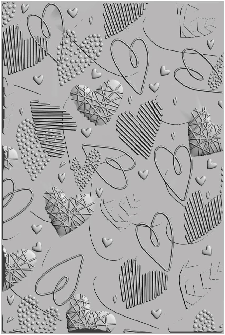 Sizzix 3-D Textured Impressions Embossing Folder Mark Making Hearts by Kath Breen | 666038 | Chapter 4 2022