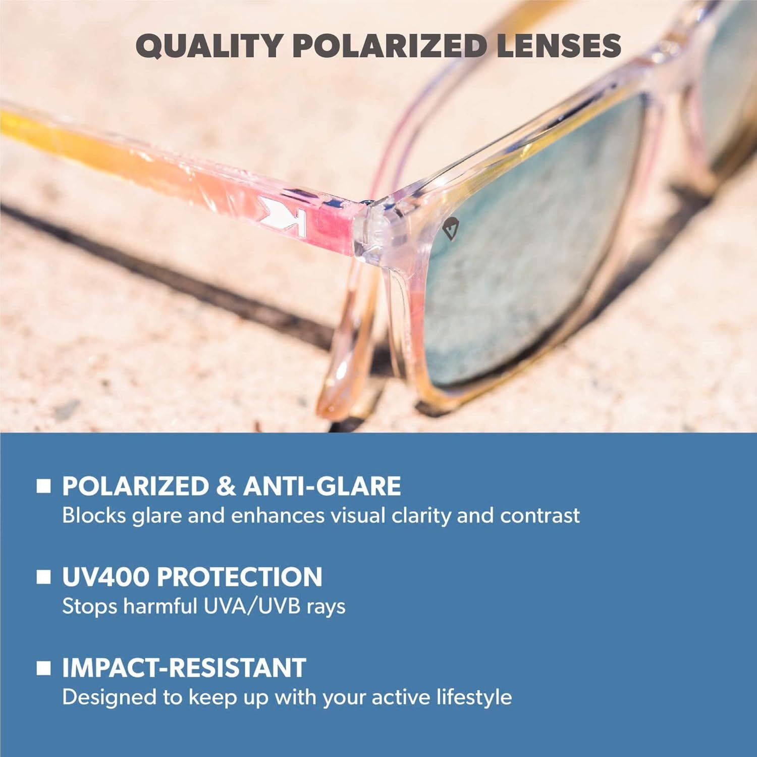 Knockaround Fast Lanes Polarized Lightweight Sunglasses for Men & Women - UV400 Protection