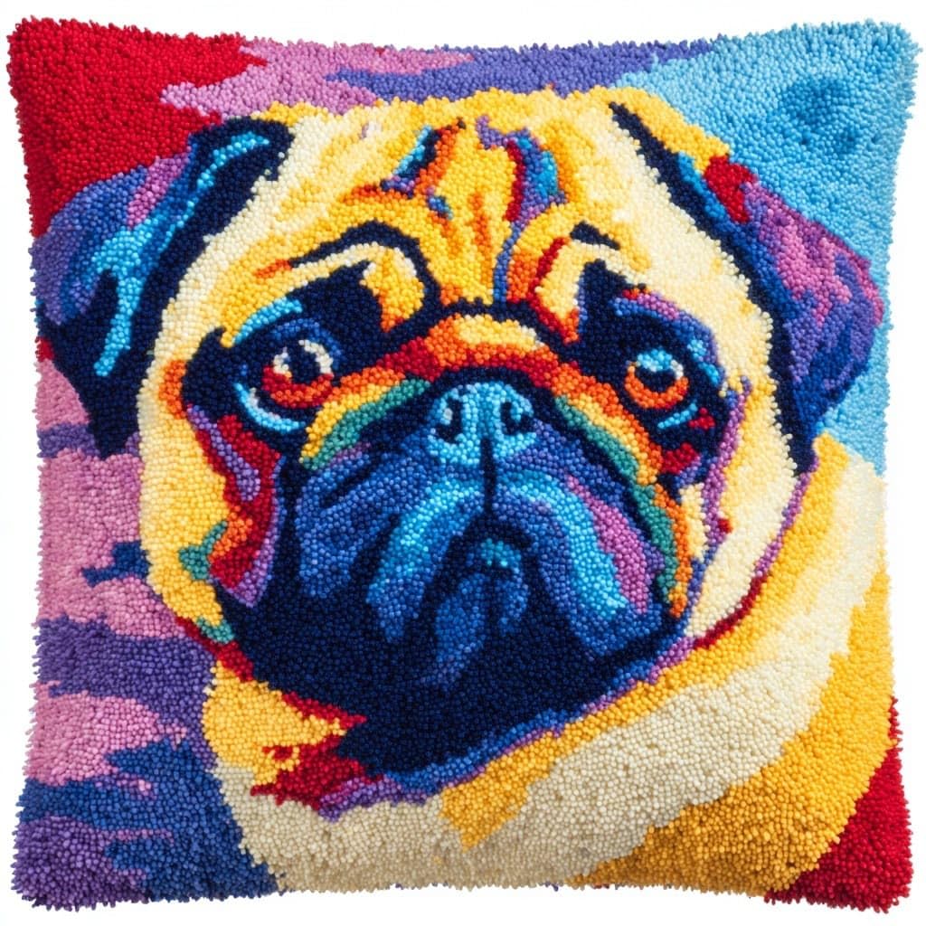 Henypt Latch Hook Cushion Kits Dog