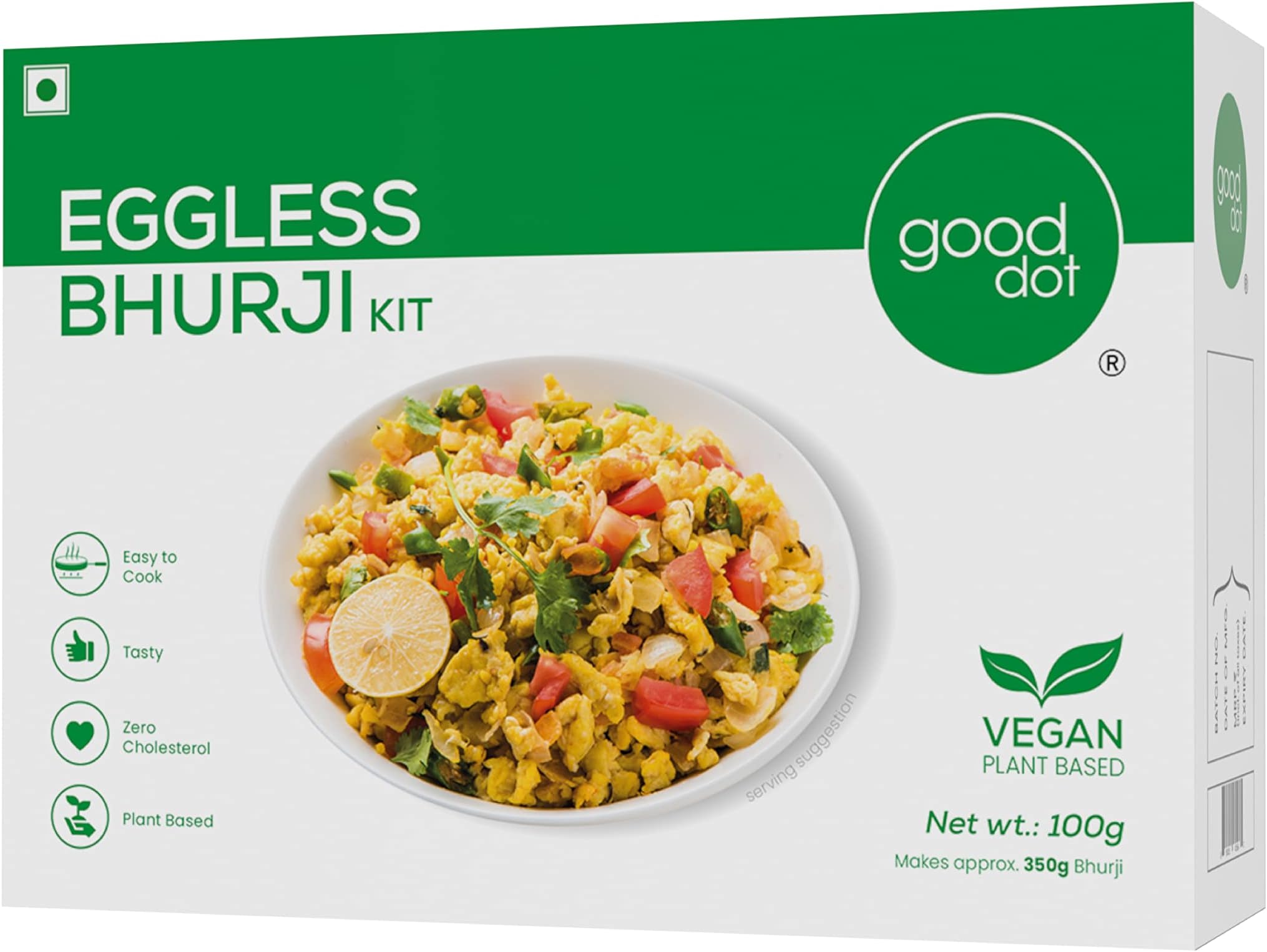 GoodDot Eggless Bhurji Kit – Plant-Based Vegan Protein Bhurji – Ready to Cook – No Egg, No Cholesterol – High Protein Soy Bhurji – Healthy Indian Breakfast Mix – 100g