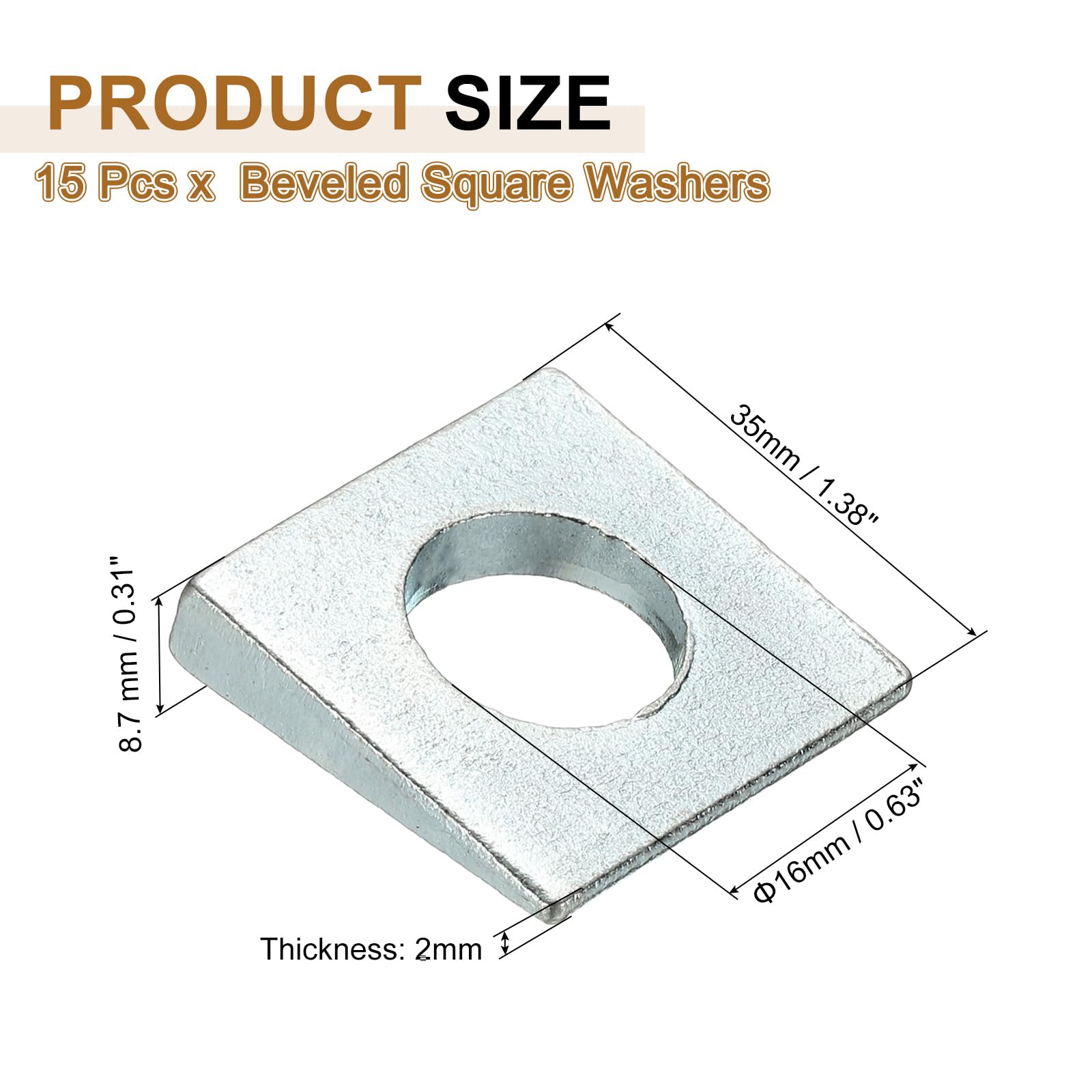 PATIKIL 15pcs Beveled Square Washers - Image 2
