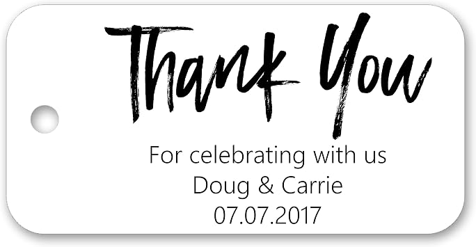 Thank You Personalized Custom Party Wedding Favor Gift Bag Tags - 3" x 1.5" - 30ct