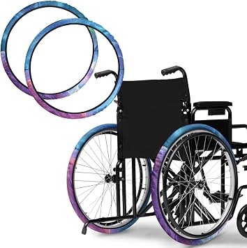 Wheel Chair Accessories for Seniors Adults Wheelchair Wheel Covers Blue Purple Wheelchair Tyre Covers Wheelchair Tire Covers Protect Floors Carpets for Wheels 24"