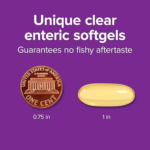 Miniatura 4 de Webber Naturals Aceite de pescado de 2850 mg, alta potencia, 1800 mg de omega-3 por porción, 240 cápsulas blandas entéricas transparentes, sin