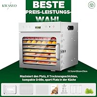 Kwasyo rozsdamentes acélból készült szárító, 8 szint, 6 tálca, 30-90°C, 24 órás időzítés 3