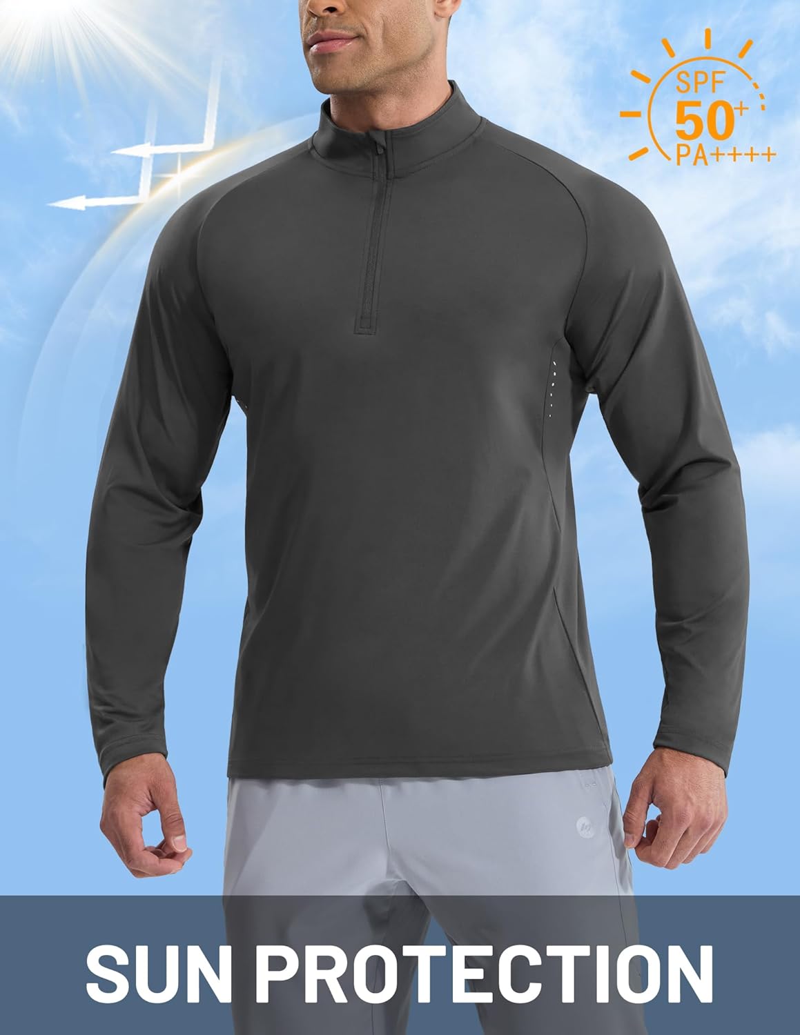 MIER Dry Fit Quarter Zip Pullover for Men, Long Sleeve 1/4 Zip Lightweight Golf Athletic Fishing Shirts (Sun Protection) - Image 4