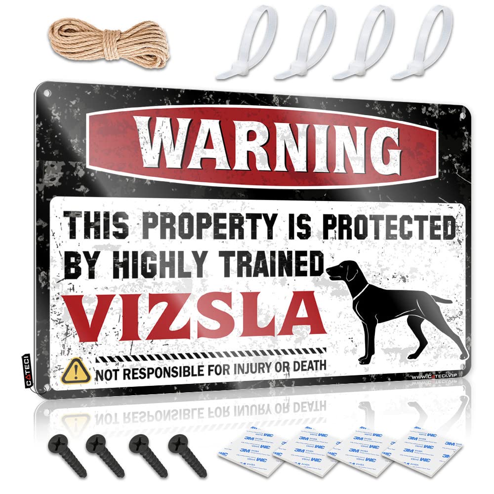 BRUNTELO Bar Rules Sign Warning This Property Is Protected By A Highly Trained Vizsla Tin Sign(30X40CM)