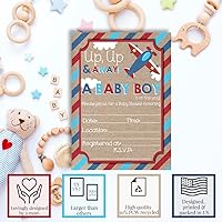 Vista 3 de Up & Away Airplane Baby Shower Invitaciones para niños, 20 tarjetas de relleno de 5 x 7 con veinte sobres blancos por AmandaCreation