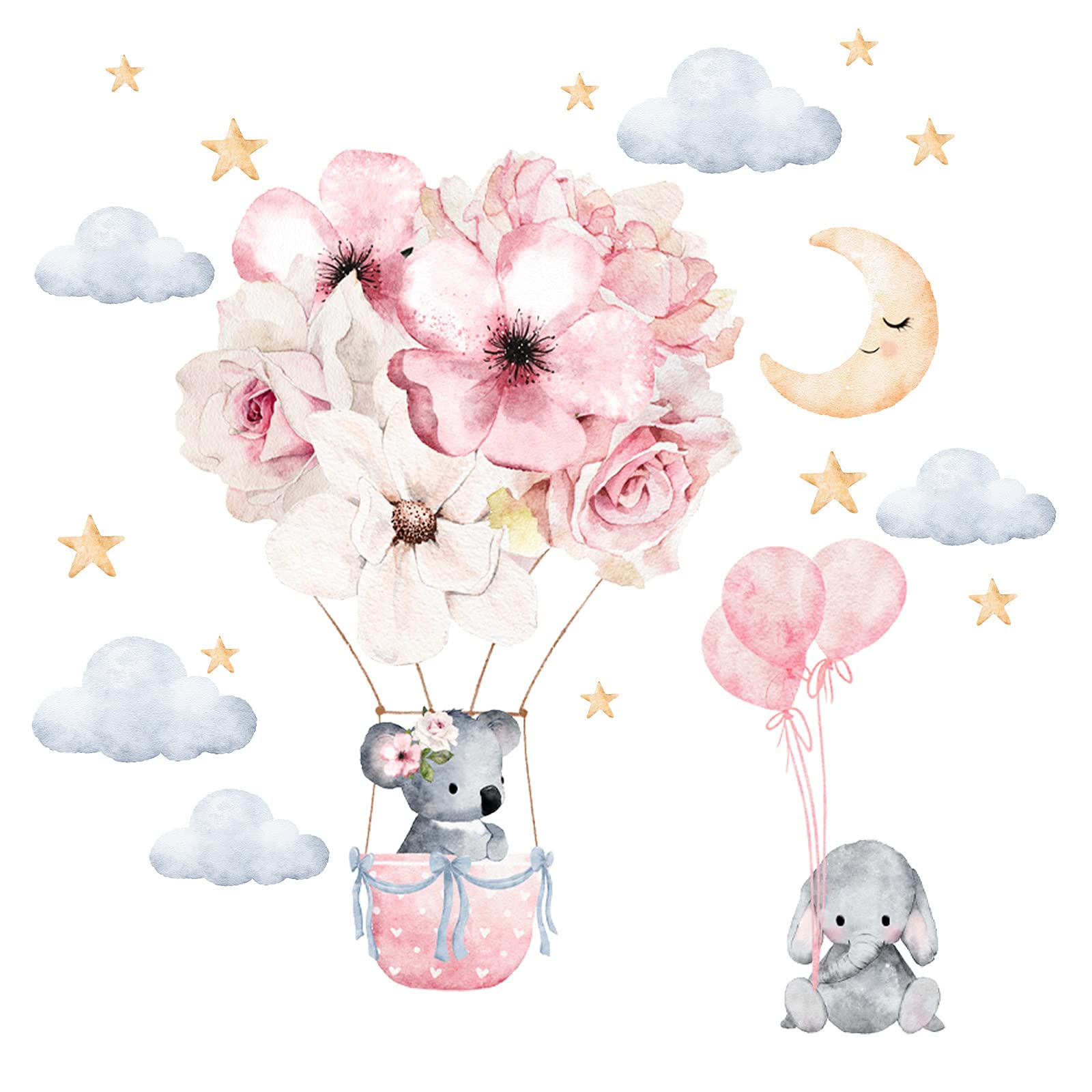 Sticker mural éléphant koala Little Deco pour éveiller la chambre