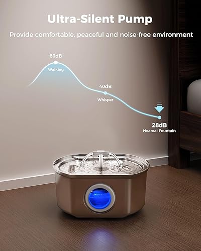 Miniatura 4 de Fuente de agua para gatos de acero inoxidable  Fuente de agua para mascotas para gatos en interiores  Dispensador automático de agua de 3.2L108 oz