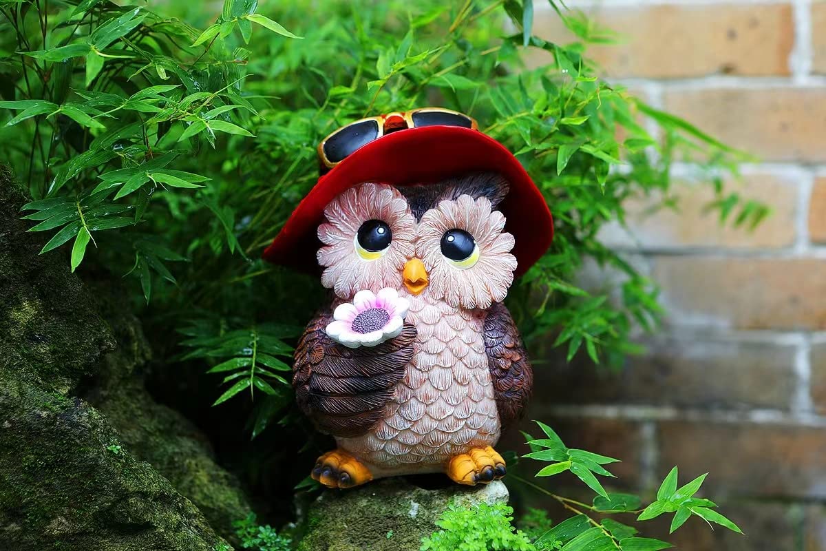 多色装飾の花瓶とフクロウの置物セット 多色彩の装飾花瓶とフクロウのセット