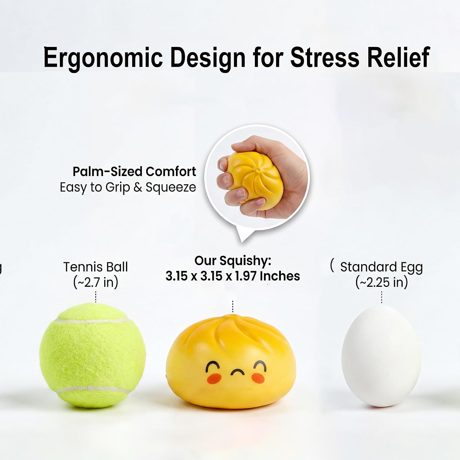 4 Pack Dumpling Squishy with Steamer Cases, Premium Slow Rising Bao Bun Stress Relief Balls, Soft PU Foam Fidget Set for Office & Home, Ideal Coworker Gift & Desktop Decor