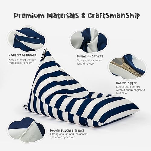 Miniatura 4 de Nobildonna Funda para puf de almacenamiento de animales de peluche para niños, adolescentes (sin relleno) 250 L, lavable, funda grande para puf para