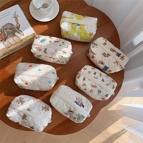Miniatura 5 de uekeboag Bonita bolsa de maquillaje de algodón acolchada para mujeres y niñas, bolsa de aseo acolchada de coqueta, mini bolsa de coqueta de