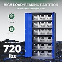 Vista 7 de Letaya Armarios de almacenamiento de metal para garaje con puerta con cerradura y estantes ajustables, gabinetes de herramientas de acero para Azul