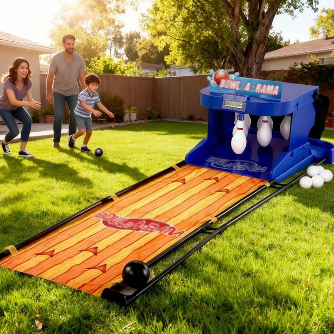 Bowling Arcade Machine, Bowling Alley Arcade Game, Indoor Bowling Ball Sports Game Console with LED Electronic Scoreboard, Automatic Reset ＆ Lighting, for Children and Adults(2M/6FT)