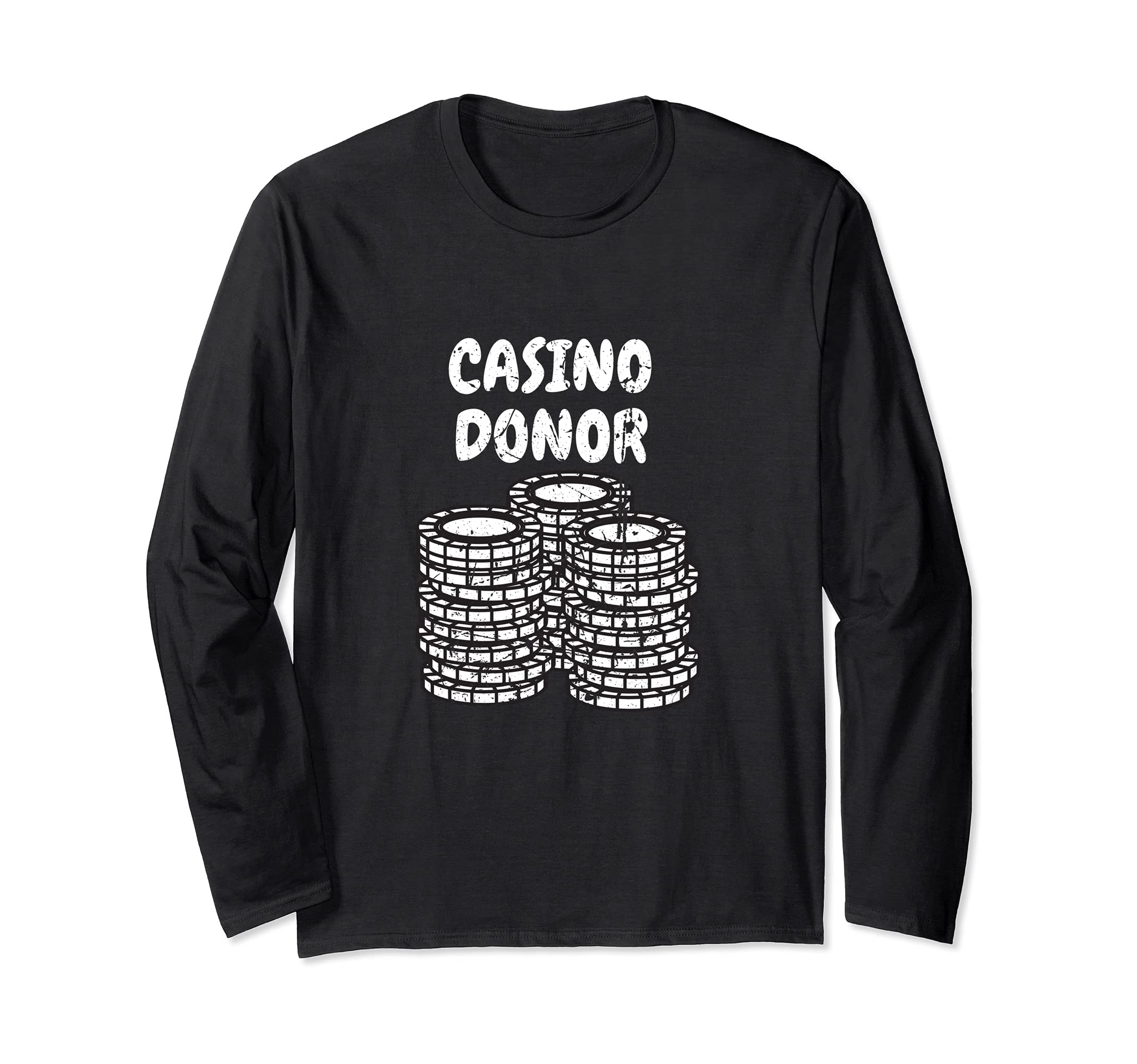 Funny Casino Donor Design Poker Player Gambling Long Sleeve T-Shirt, Black
