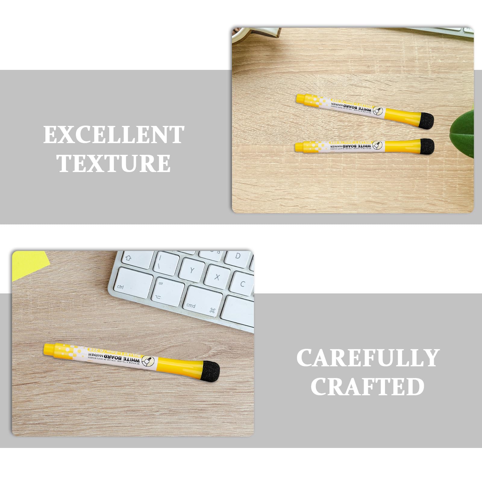 Operitacx 20 Stück Whiteboardmarker: Magnetische Whiteboard-Stifte – Feine Spitze, beschreibbar und abwischbar – Leuchtend gelbe, abwischbare Stifte für den Unterricht