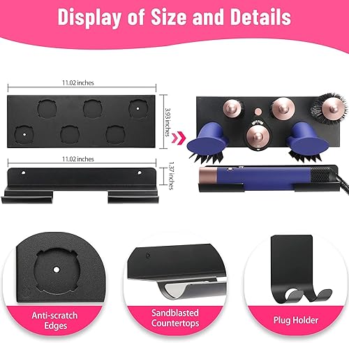 Miniatura 4 de MyLifeUNIT Soporte de almacenamiento para rizador Dyson Airwrap, soporte de pared de metal para Dyson Air Wrap Accesorios Organizador con