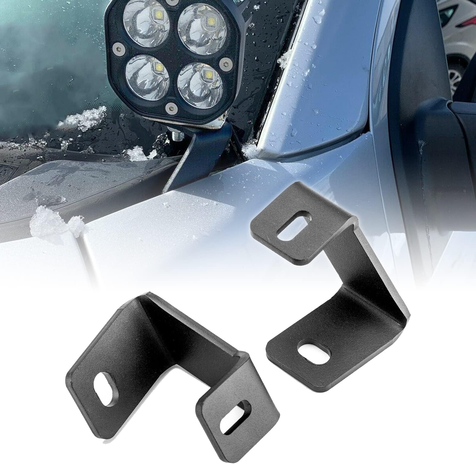 Wsays Ditch Light Brackets Hood Hinges Front A-Pillar Left ＆ Right Side LED Light Pods Mount Compatible with F150 2015-2023 Raptor 2017-2023