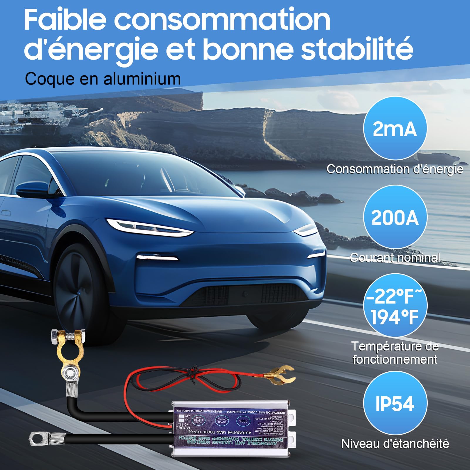 Coupe Circuit Batterie 12V, Commutateur Sans Fil pour Coupe Batterie 12V 200A, 12V Interrupteur D'arrêt Automatique pour Voiture, RV, ATV, Camion, Bateau