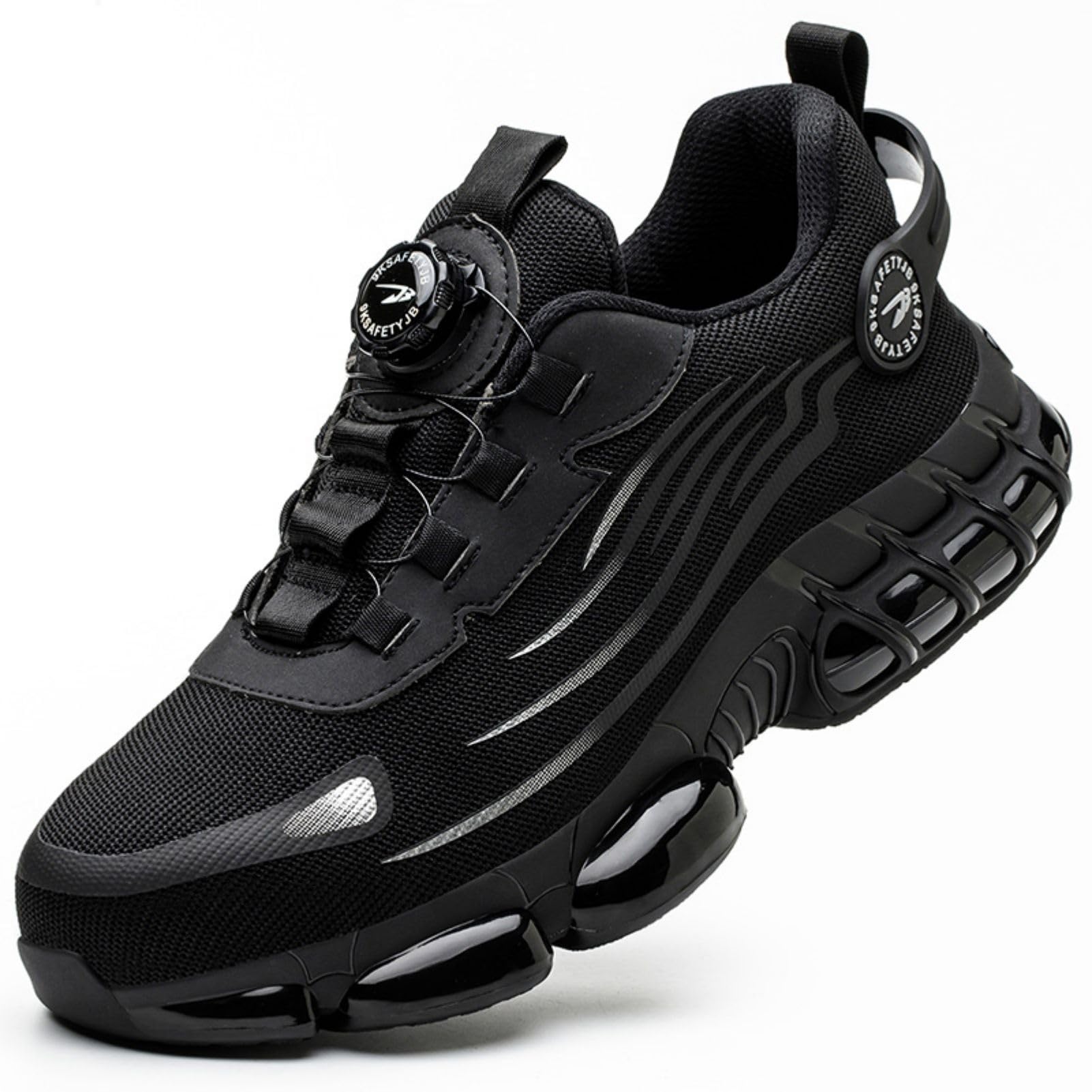 R-Win Zapatos de Seguridad para Hombres y Mujeres Puntera de Acero Zapatillas de Trabajo sin Cordones con Botón para Ppretar Cojín de Aire a Prueba de Pinchazos