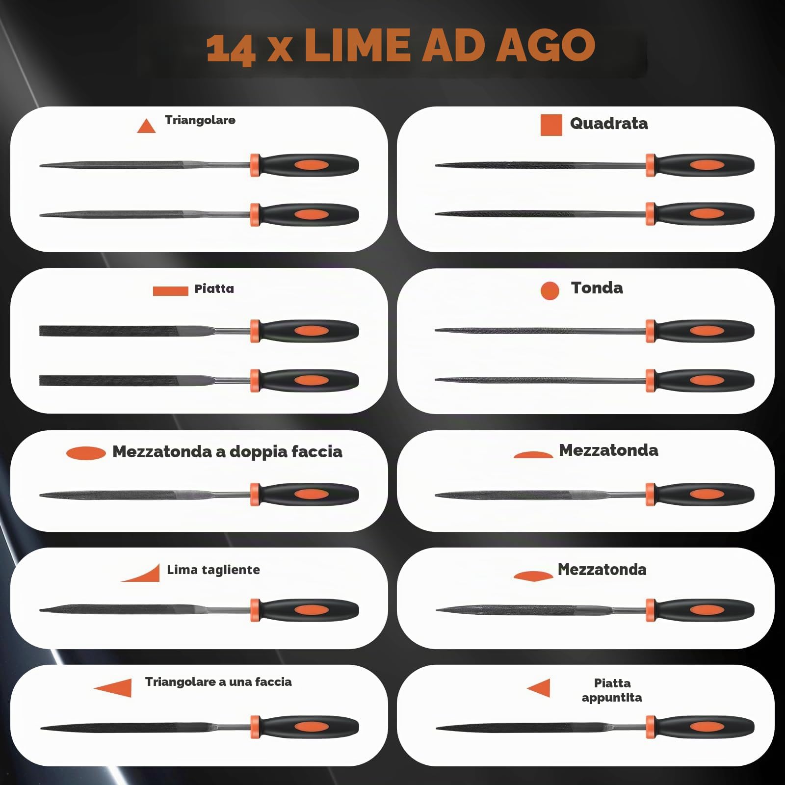 Lime Metallo, Set di 19 Lime in Metallo T12 di alta Qualità, Set di Lime Professionali in Metallo, Comprendente Lime a Punta Ppiatta, Raspa Semitonda, Lima Rotonda, Lima Triangolare e Lima Quadrata