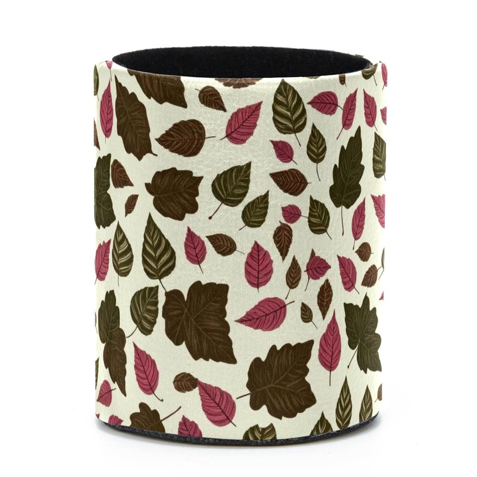 VAPOKF Round Pencil Holders for Desk, Artistic Leaves Pen Holders Pen Pot Makeup Brushes Storage Desktop Stationery Supplies Organiser for Home Office