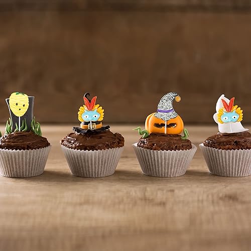 Miniatura 45 de 24 piezas de decoración para cupcakes Baby Boo con purpurina negra espeluznante y espeluznante para cupcakes de fantasmas para Halloween, baby