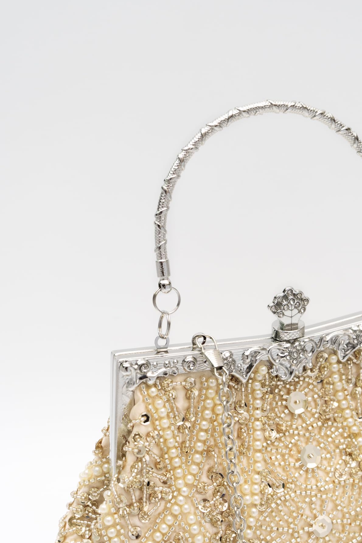 Bolso de noche vintage con cuentas de hojas florales y lentejuelas, elegante bolso de mano para mujer, para novias, bailes, fiestas y formales