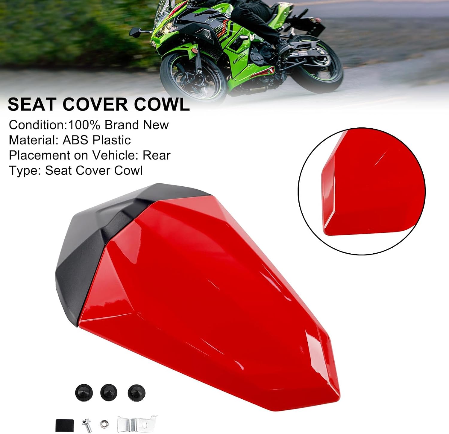 Tail Rear Seat Cover Fairing Cowl Fit for Kawasaki Ninja 500/EX500R/Z500 2024-2025