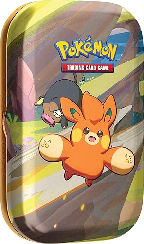 Pokémon TCG Mini latas de Paldea Friends, Pawmi (2 paquetes de refuerzo, 1 tarjeta de arte y 1 hoja de calcomanías)