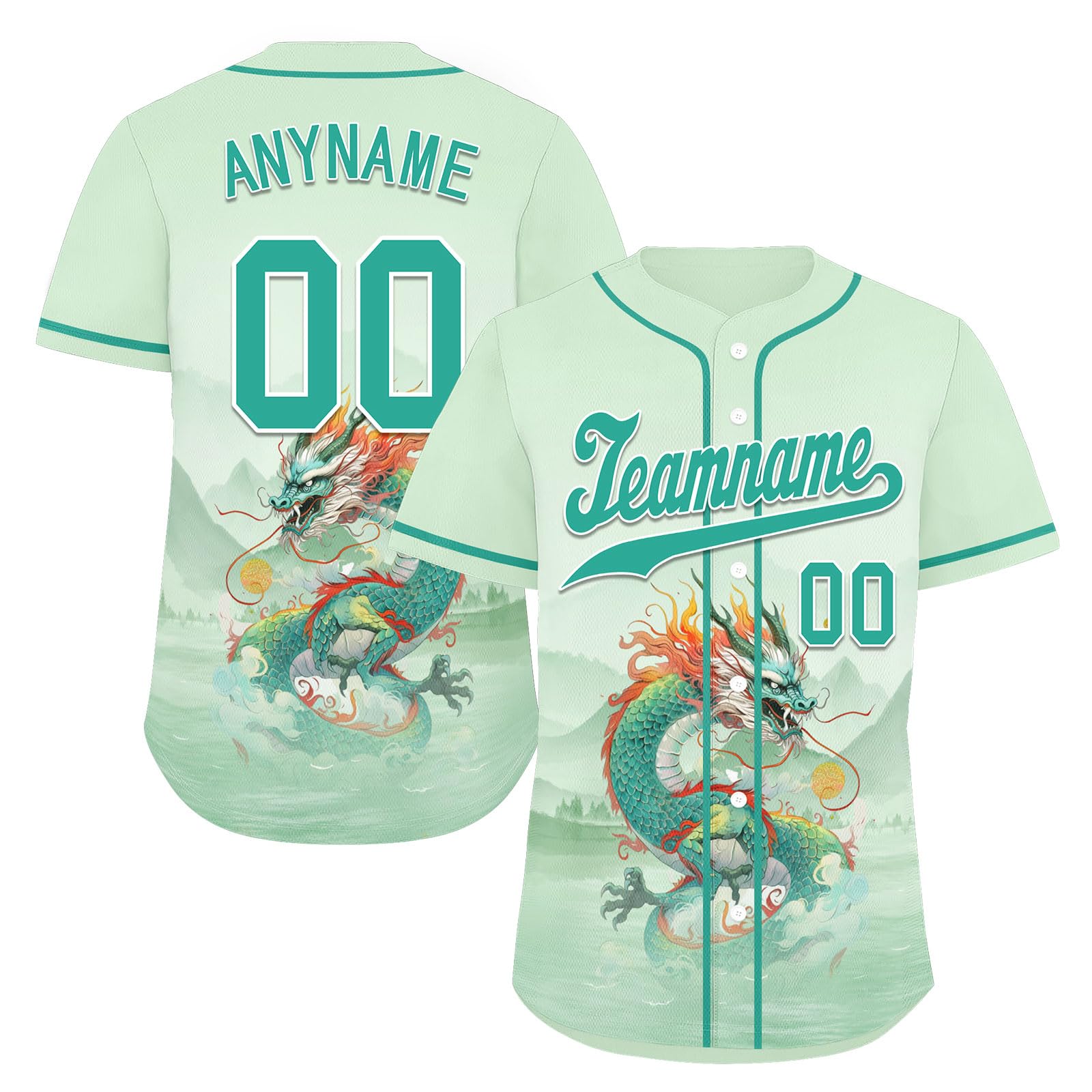 coolcustomize Custom Skull Baseball Jersey for Men Youth Team Gothic Sports Uniform Short Sleeve Softball Shirts with Name/Logo Light Green
