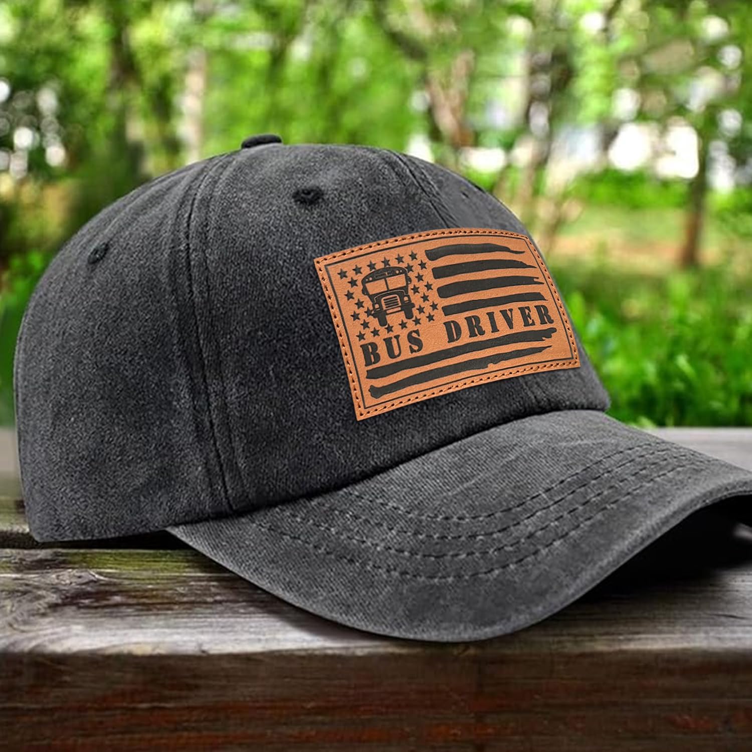 Hat for Men Women, Baseball Cap Gifts for Men Women, Adjustable Cotton Leather Patch Trucker Baseball Cap image 2