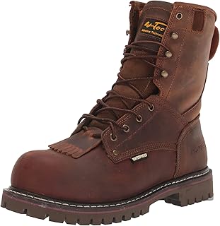 Men's 1021 Brown 8" Waterproof Crazy Horse Leather Logger Work Boots | Composite Safety Toe, Goodyear Welt Construction, Electrical Hazard Outsole, Oil Resistant Lug Sole