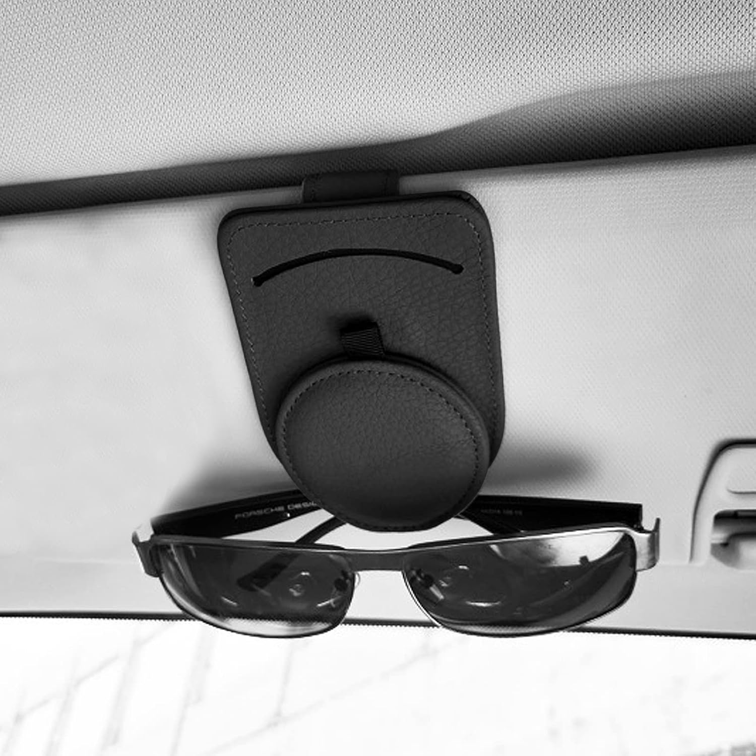 FUNOJOY Sunglass Holder for Car Visor, Adsorption Leather