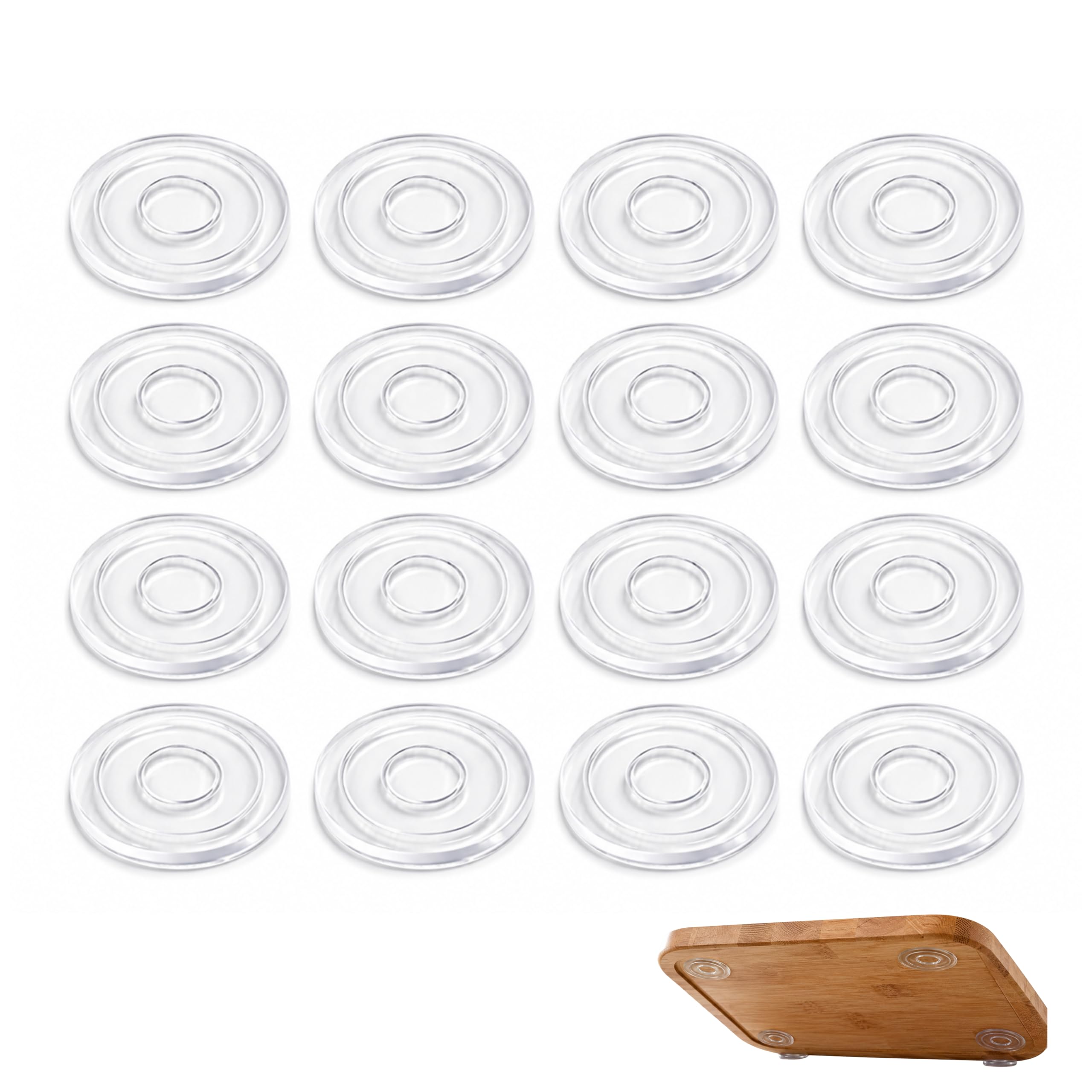 16PCS Anti-Slip Chopping Board Feet, 4cm/1.57" Cutting Board Silicone Feet, Thickened Self-Adhesive Silicone Cutting Board Legs, Reusable and Washable, For Cutting Boards, Chairs, Furniture and More
