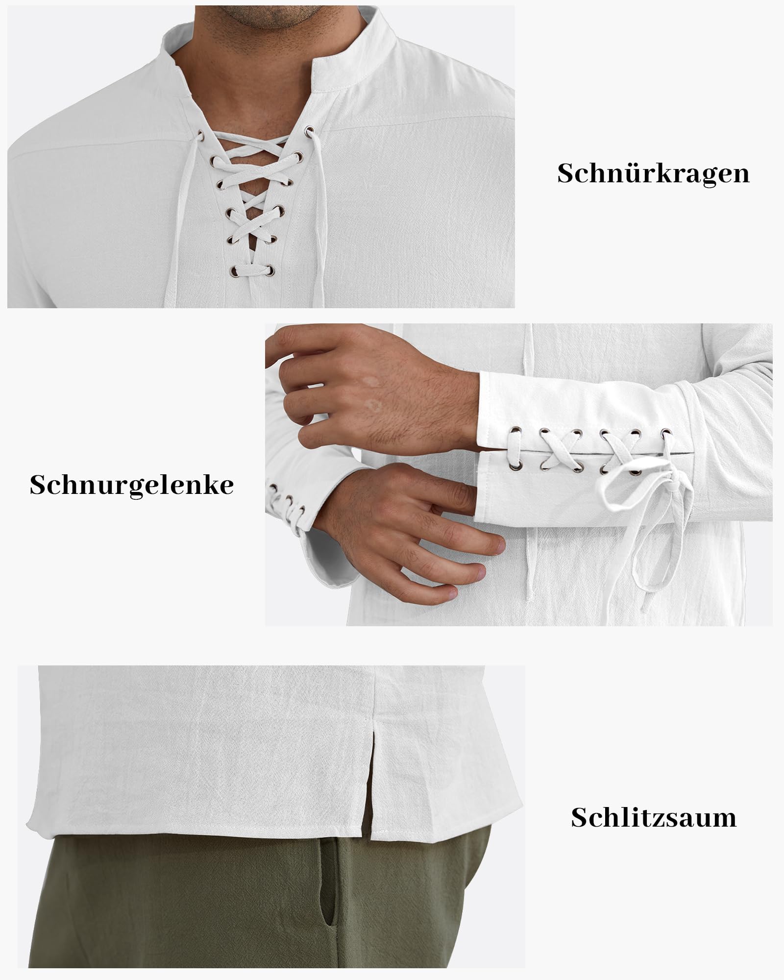 YAOBAOLE Camicia medievale da uomo, a maniche lunghe, in lino, da uomo, estiva, da pirata, per cosplay