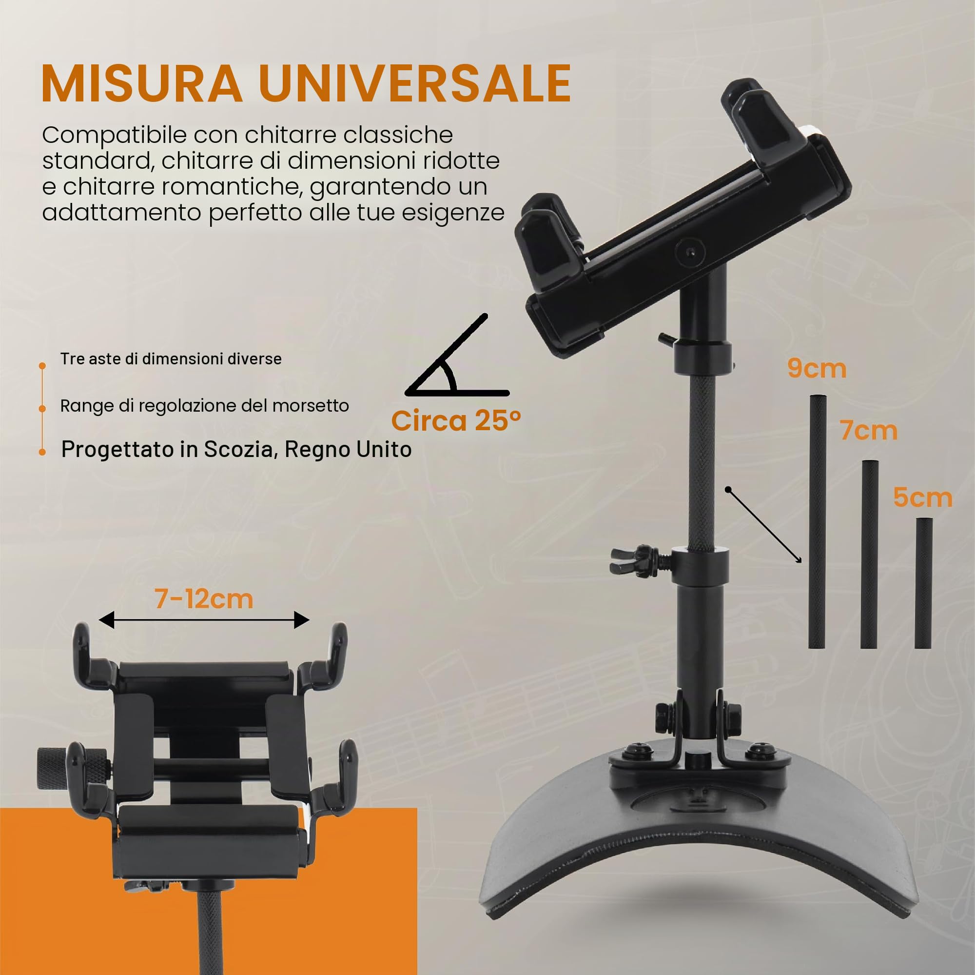 Supporto per chitarra classica, supporto professionale per chitarra classica, inclinazione del 20%, supporto per chitarra acustica, supporto romantico per chitarra