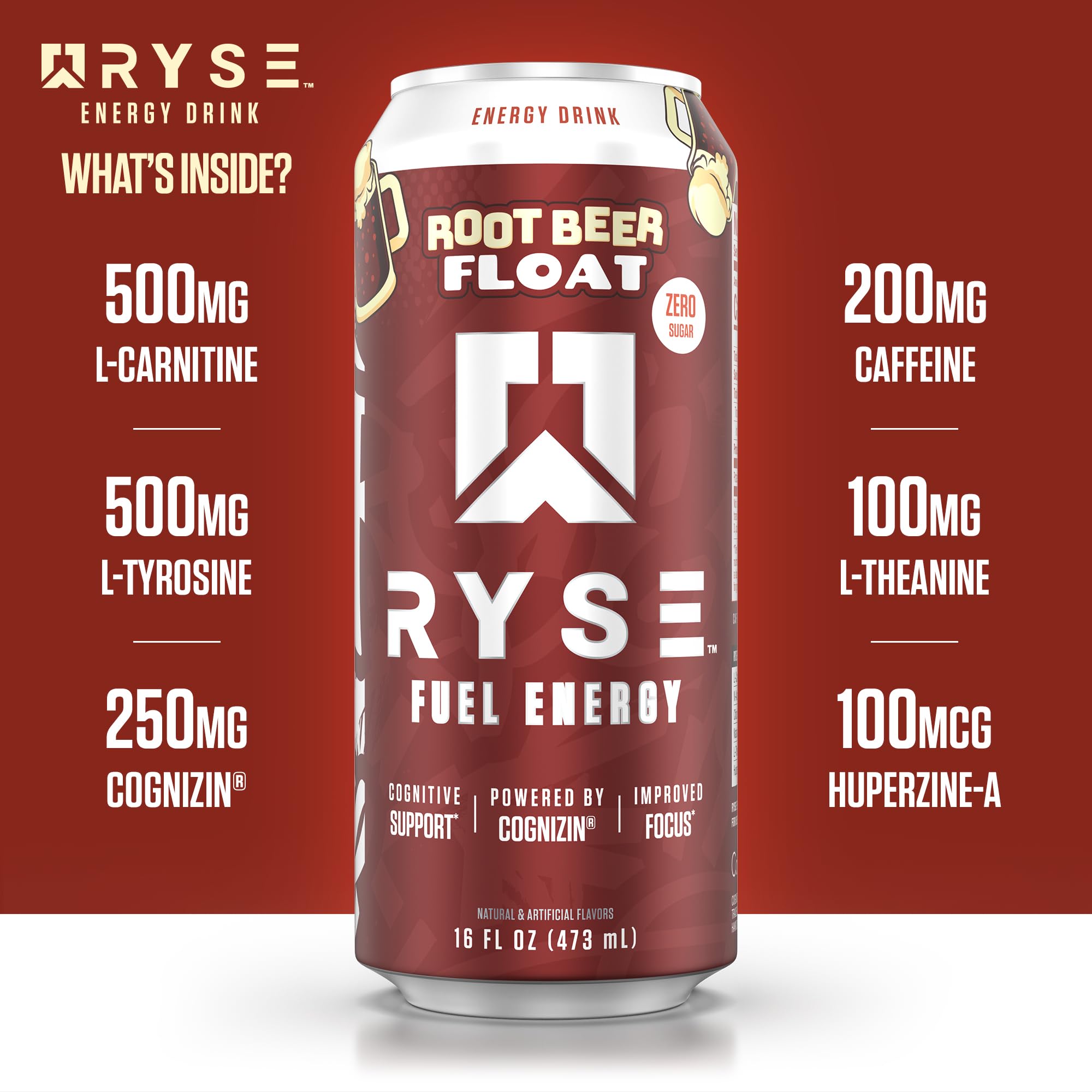 l carnitine ryse Amazon.com : RYSE Fuel Energy Drink - Root Beer Float - Sugar Free - 200mg  Natural Caffeine, New Formula to Supports Cognitive Health & Improves Focus  - No Artificial Colors
