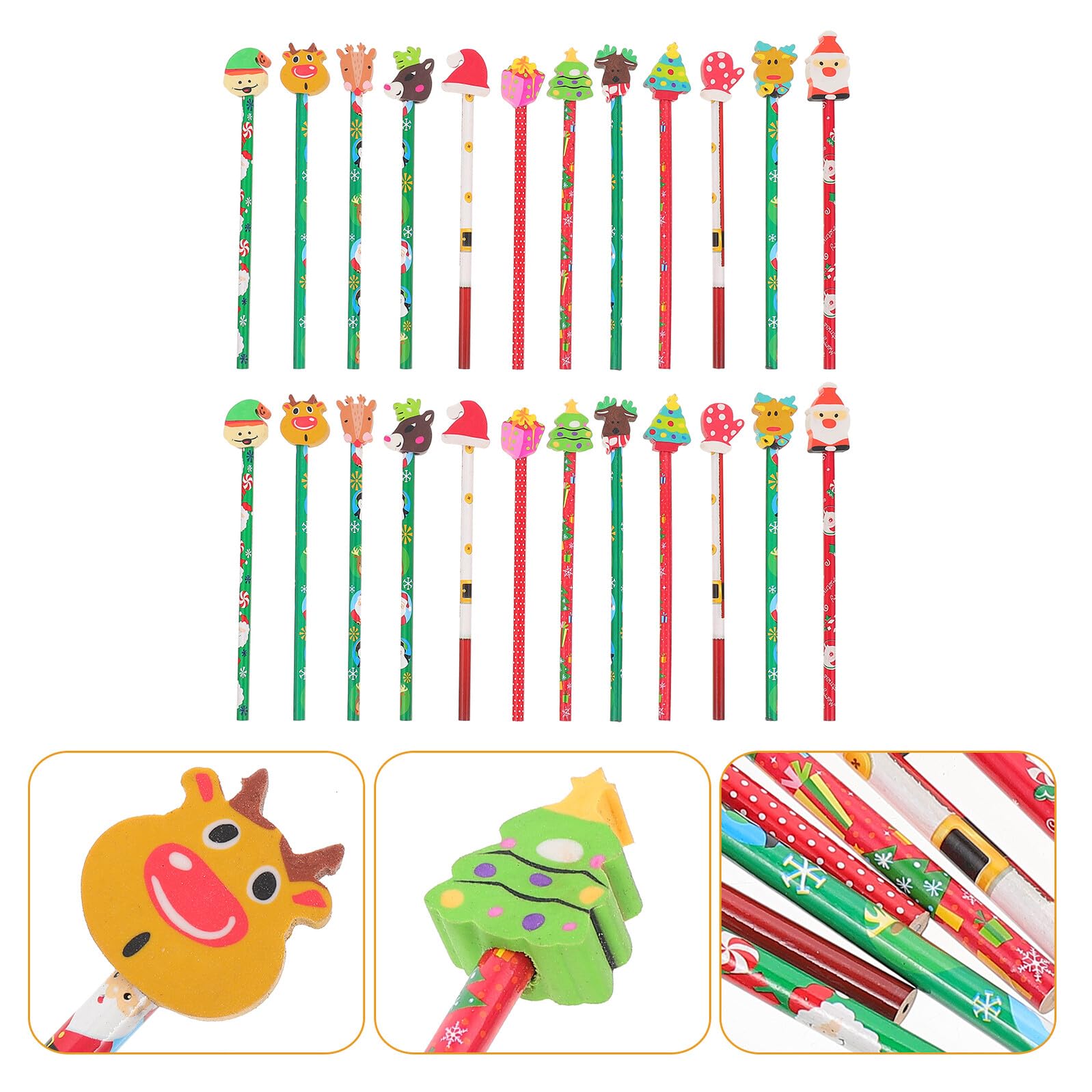 Housoutil 96 Pièces Crayons à Bois avec Gomme pour Garçon Fille Fournitures Scolaires Colorées de Noël Crayons Hb pour Dessin et Lot Créatif pour Garçons et Filles
